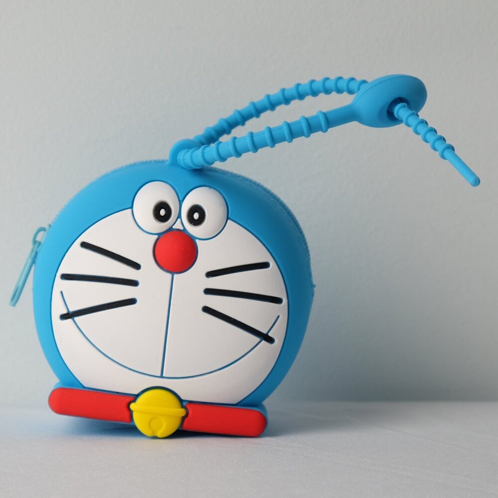 NWT Doraemon Blue Silicone Coin Purse w/ Strap | Cute Kawaii Anime Gift